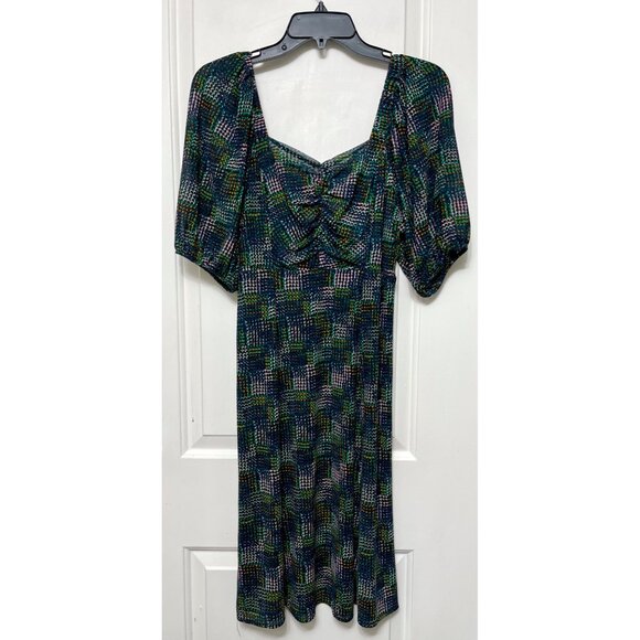 Cabi Elaine Puff Sleeve Multicolored Dot Mesh Midi Dress in Green Size XS - Picture 4 of 12